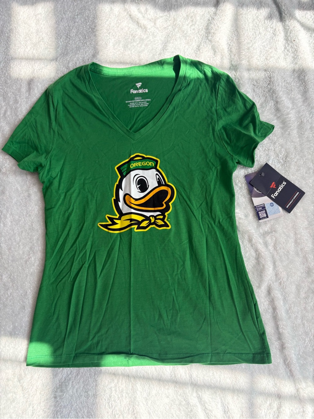 Fanatics Green Oregon Ducks V-Neck Tee with Logo